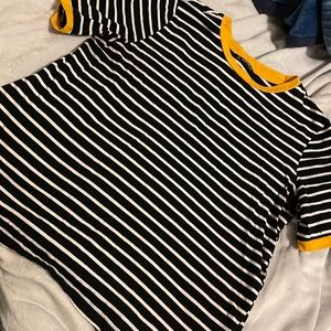 Black and white stripped with yellow